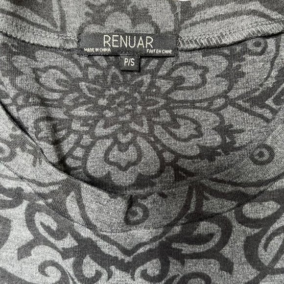 Renuar A-Line Mini Dress Small Gray Mandalas Print 3/4 Sleeves Stretch - Picture 6 of 12